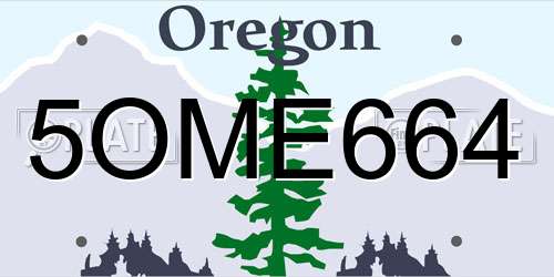 5OME664 Oregon License Plate