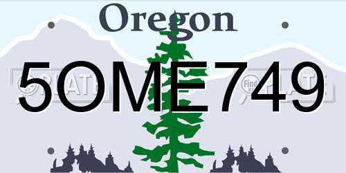 5OME749 Oregon License Plate