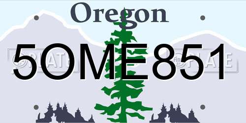 5OME851 Oregon License Plate