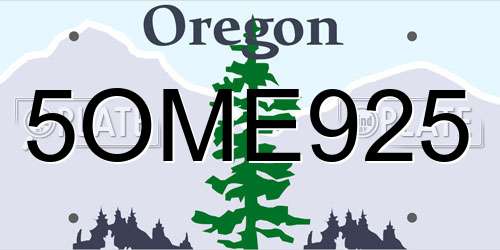 5OME925 Oregon License Plate