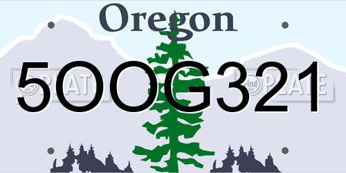 5OOG321 Oregon License Plate