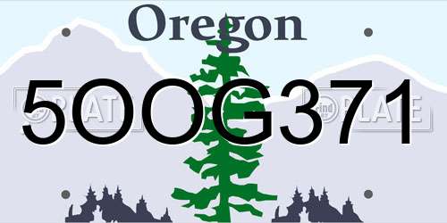5OOG371 Oregon License Plate