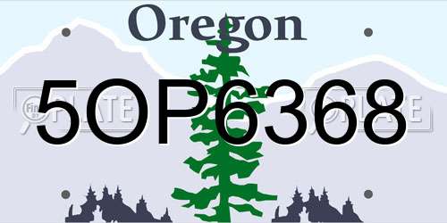 5OP6368 Oregon License Plate