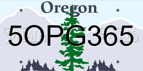 5OPG365 Oregon License Plate