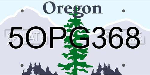 5OPG368 Oregon License Plate