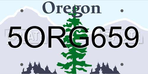 5ORG659 Oregon License Plate