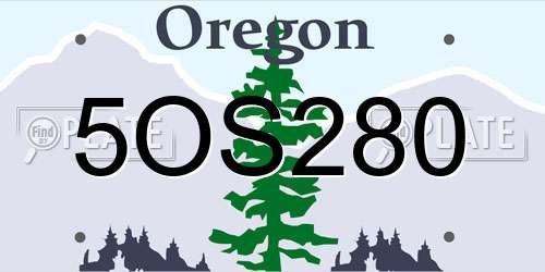 5OS280 Oregon License Plate