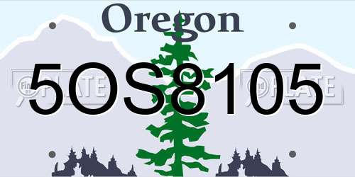 5OS8105 Oregon License Plate