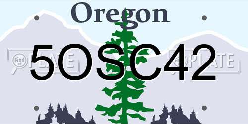 5OSC42 Oregon License Plate