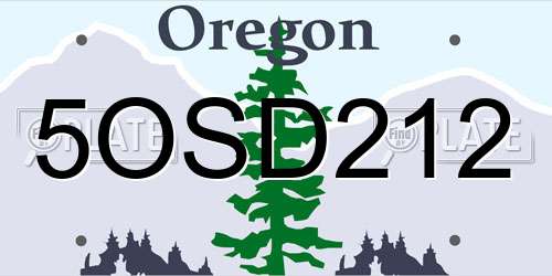 5OSD212 Oregon License Plate