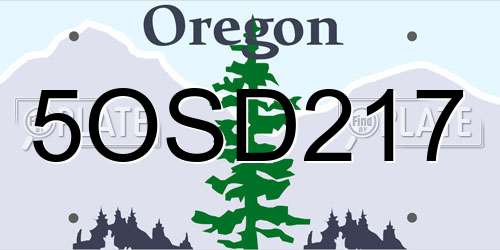 5OSD217 Oregon License Plate