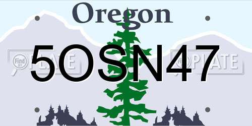 5OSN47 Oregon License Plate