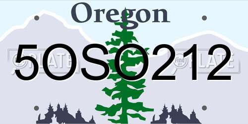 5OSO212 Oregon License Plate