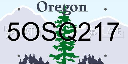5OSQ217 Oregon License Plate