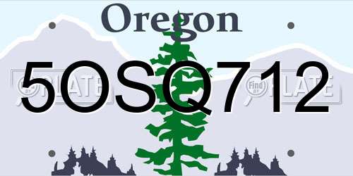 5OSQ712 Oregon License Plate