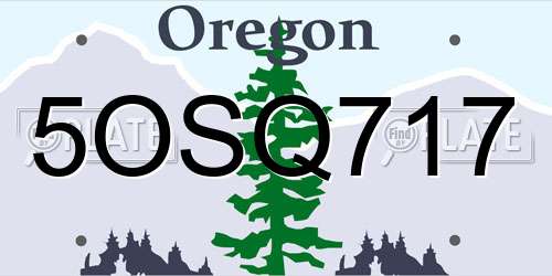 5OSQ717 Oregon License Plate