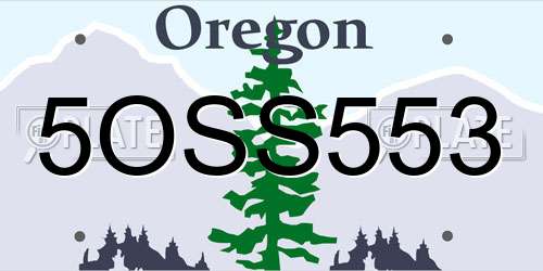 5OSS553 Oregon License Plate