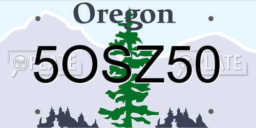 5OSZ50 Oregon License Plate