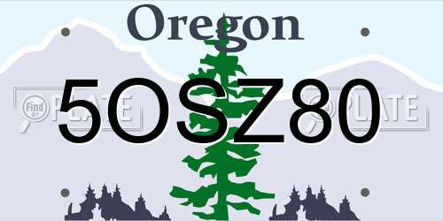5OSZ80 Oregon License Plate