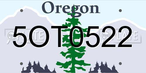 5OT0522 Oregon License Plate