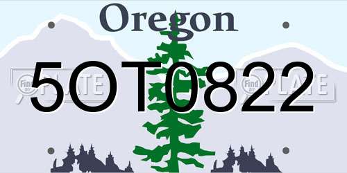 5OT0822 Oregon License Plate