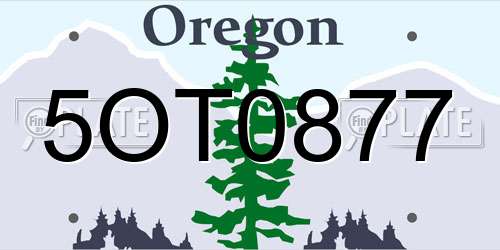5OT0877 Oregon License Plate