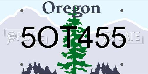 5OT455 Oregon License Plate
