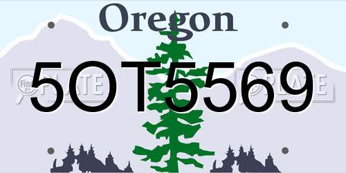 5OT5569 Oregon License Plate