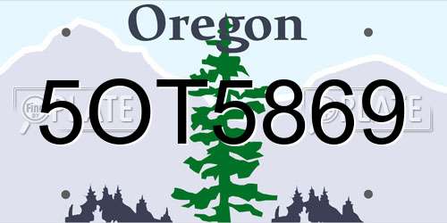 5OT5869 Oregon License Plate