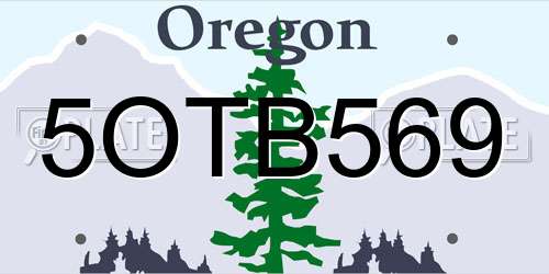 5OTB569 Oregon License Plate