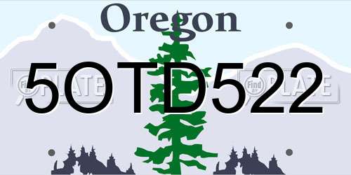 5OTD522 Oregon License Plate
