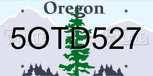 5OTD527 Oregon License Plate