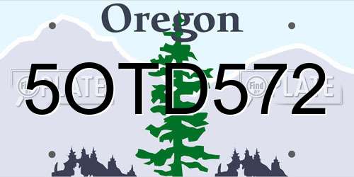 5OTD572 Oregon License Plate