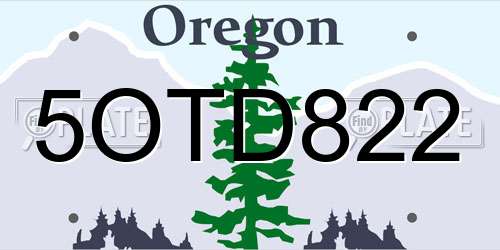 5OTD822 Oregon License Plate