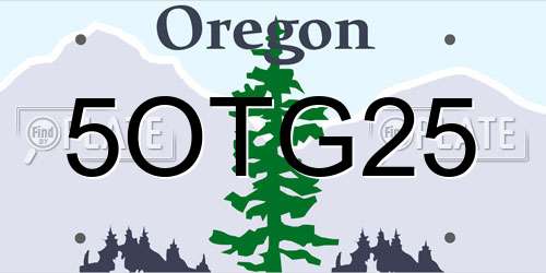5OTG25 Oregon License Plate