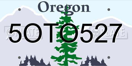 5OTO527 Oregon License Plate