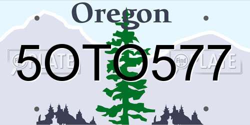 5OTO577 Oregon License Plate
