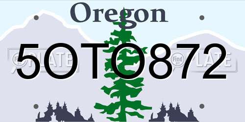 5OTO872 Oregon License Plate