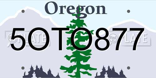 5OTO877 Oregon License Plate