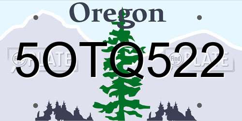 5OTQ522 Oregon License Plate