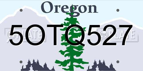 5OTQ527 Oregon License Plate