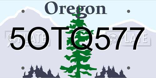 5OTQ577 Oregon License Plate