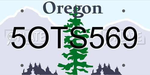 5OTS569 Oregon License Plate