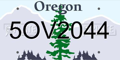 5OV2044 Oregon License Plate