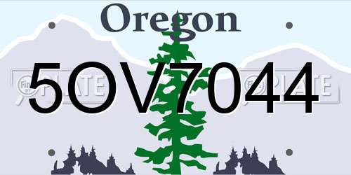 5OV7044 Oregon License Plate