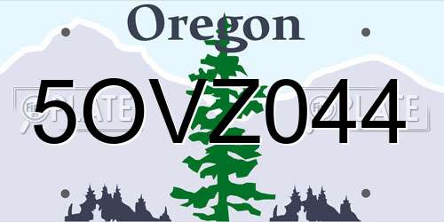 5OVZ044 Oregon License Plate