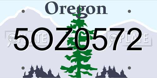 5OZ0572 Oregon License Plate