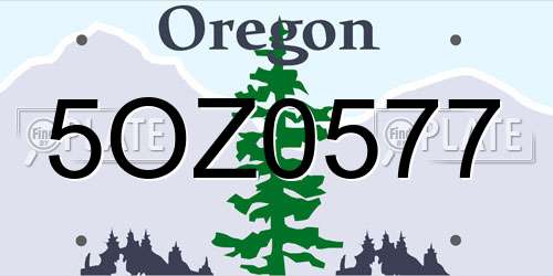 5OZ0577 Oregon License Plate
