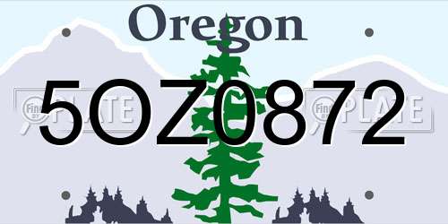 5OZ0872 Oregon License Plate