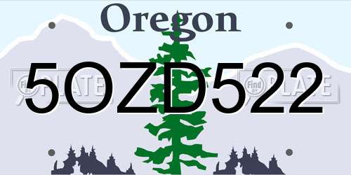 5OZD522 Oregon License Plate